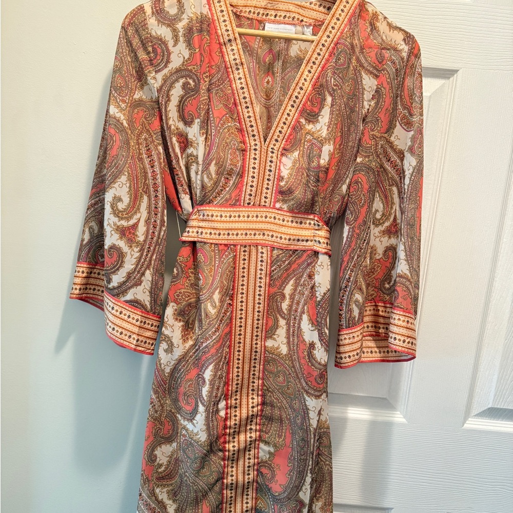 Paisley Patterned Dress with Bell Sleeves